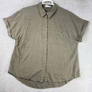 Men’s XL Olive Green Short-Sleeve Button-Down Shirt